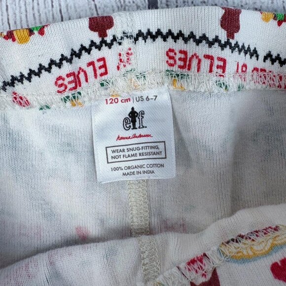 Hanna Anderson 100% Organic Cotton ELF Christmas Pajamas Sz Kids 6-7 - Picture 5 of 7